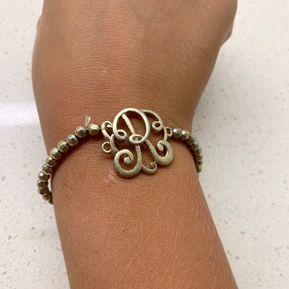 “R” Initial Beaded Bracelet
